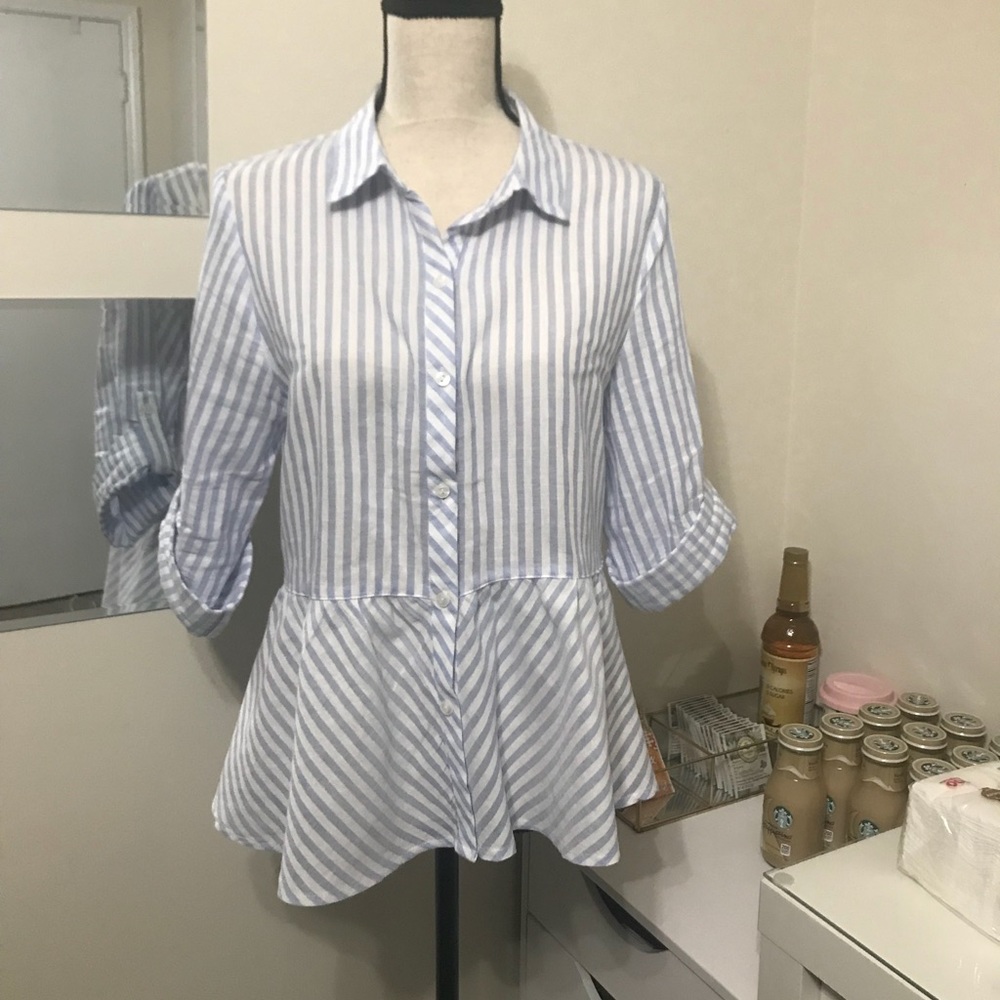Striped Button Down Peplum